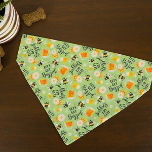 Let's Get Buzzed Dog Bandana (Over the Collar)-Personalized Bandana / Bee / Summer / Drinking Buddy / Cat Bandana / Slip on / Gift For Pets