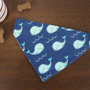 Whale Dog Bandana Personalized (Over the Collar) -  Blue Whale Cat Bandana // Flannel Bandana // Gift for pets // Slip on Bandana
