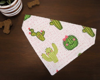 Cactus Dog Bandana Personalized (Over the Collar) -  Cute Cactus // Cat Bandana // Flannel Bandana // Gift for pets // Slip on Bandana