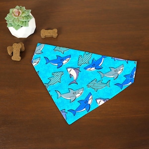 Shark Dog Bandana Personalized (Over the Collar) - Sharks // Shark Cat Bandana // Travel & Vacation // Slip on Bandana // Gift for pets