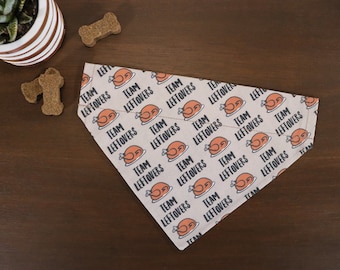 Thanksgiving Dog Bandana (Over the Collar) - Turkey Bandana //Cat Bandana // Team Leftovers // Autumn bandana // Gift for Pet