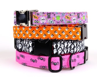 Halloween Dog Collar: Handmade Collar with Metal or Plastic Buckle, You Pick Print