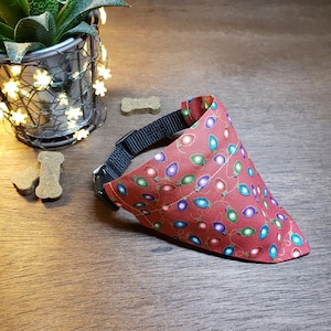 SALE!! Christmas Dog Bandana (Over the Collar) - Christmas Lights // Cat Bandana // Holiday Bandana // Slip on Bandana