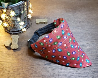 SALE!! Christmas Dog Bandana (Over the Collar) - Christmas Lights // Cat Bandana // Holiday Bandana // Slip on Bandana