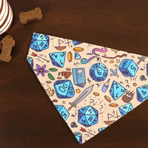 Game Night Dog Bandana Personalized (Over the Collar) - DnD Adventure // Cat Bandana // Dungeon Time // Gift for pets // Slip on Bandana