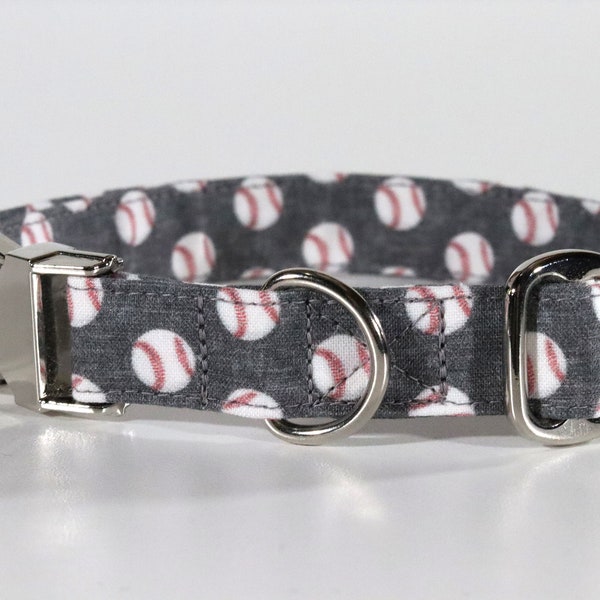 Baseball Dog Collar / Metal Buckle Hardware / Fashion Dog Collar / Sports Dog Collar / Custom Dog Collar