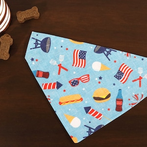 4th of July Dog Bandana Personalized (Over the Collar) - Picnic Time / Independence Day / Patriotic Dog Bandana / Gift For Pets