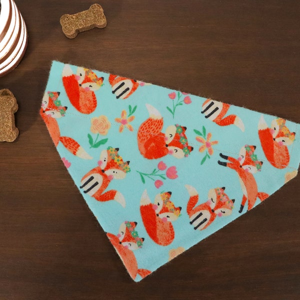 Fox Dog Bandana Personalized (Over the Collar) -  Red Fox Cat Bandana // Flannel Bandana // Gift for pets // Slip on Bandana