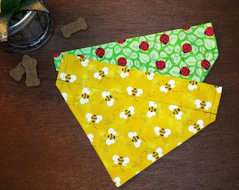 Bumblebee or Ladybug Dog Bandana Personalized (Over the Collar) - Bumblebees or Ladybugs // Cat bandana // Gift for Pets // Slip on Bandana