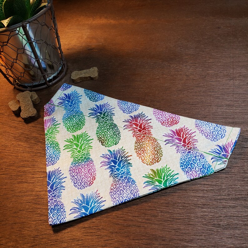 Pineapple Dog Bandana over the Collar Multicolor Etsy