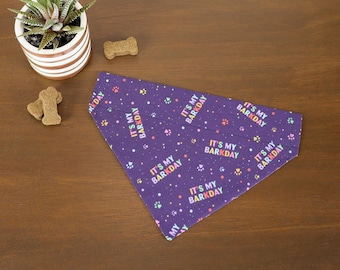 Personalized Dog & Cat Birthday Bandana // Over the Collar // It's My Barkday Bandana // Happy Birthday // Gift for Pets // Slip on Bandana