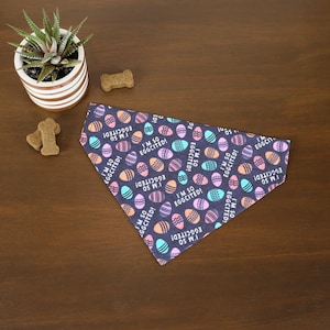 Easter Dog Bandana (Over the Collar) - Cute Easter Bandana // I'm So Eggcited // Easter Cat Bandana // Gift for Pets // Slip on Bandana