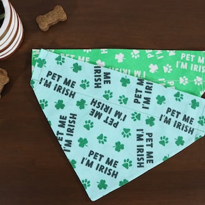 St. Patrick's Dog Bandana Personalized (Over the Collar) - St. Patrick's Day Bandana // Pet Me I'm Irish // Cat bandana // Gift For Pets