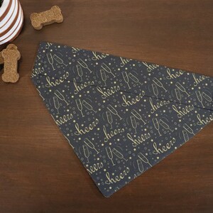 New Years Dog Bandana (Over the Collar) - Happy New Year / Wedding Cheers / Cat Bandana / Holiday Bandana / Gift for pets / Slip on Bandana