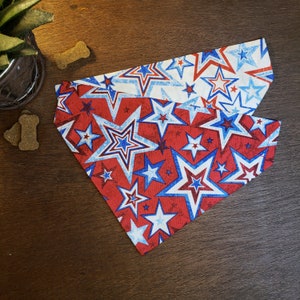 4th of July Dog Bandana (Over the Collar) - Red, White & Blue Stars // Patriotic Bandana // Independence Day // Cat Bandana//Slip on bandana