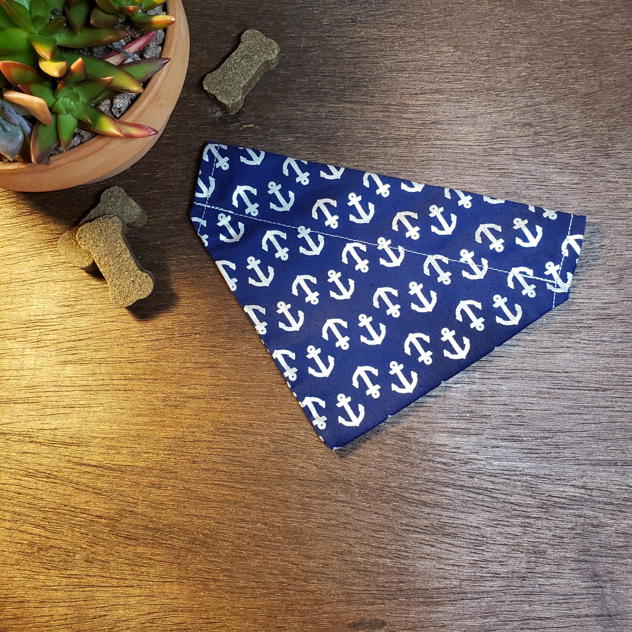 Anchor Dog Bandana | Over The Collar - Anchors // Nautical Cat Gift For Pet Slip On