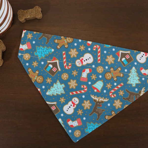 Christmas Dog Bandana (Over the Collar) - Christmas Cookies // Cat Bandana // Holiday Bandana //Slip on Bandana