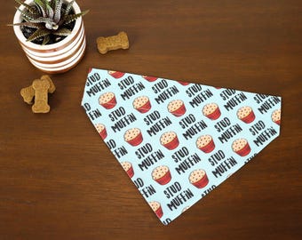 Stud Muffin Dog Bandana Personalized (Over the Collar) - Cute Bandana // Cat Bandana // Slip on Bandana // Gift for pets