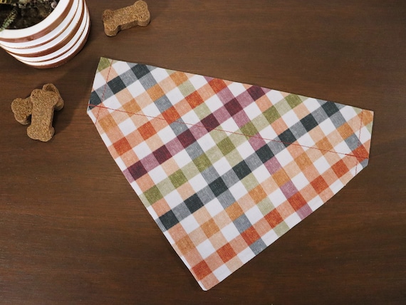 Fall Plaid Dog Bandana Personalized (Over the Collar) - Autumn Plaid Bandana