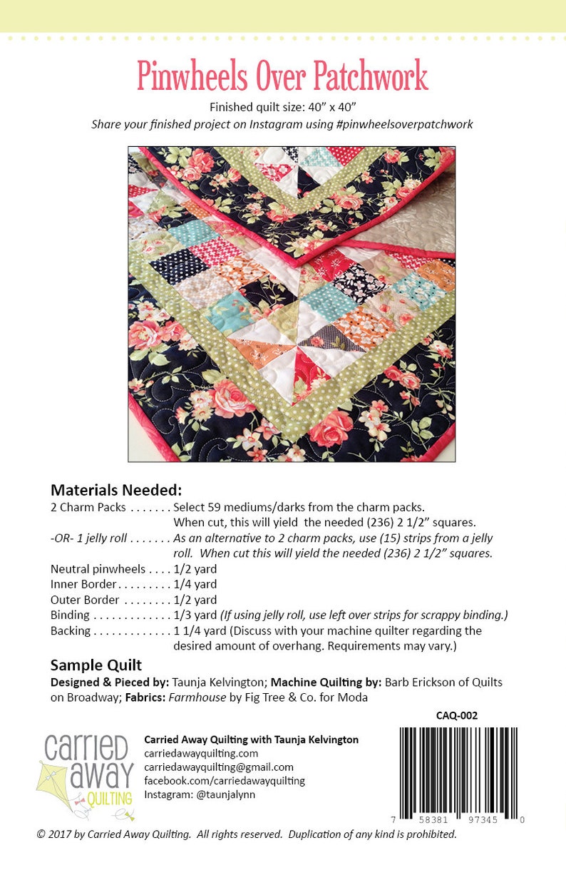 DIGITAL Pattern: Pinwheels Over Patchwork Charm Pack Quilt image 5