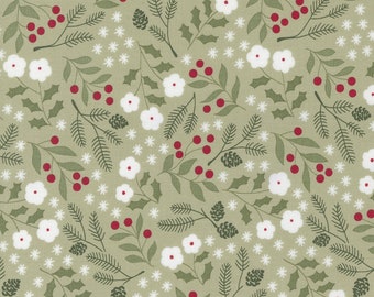 Christmas Eve Christmas in Winter Botanical (Sage 5181-14) by the half yard