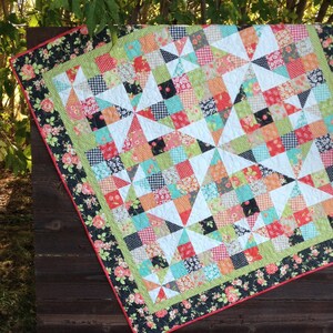PAPER Pattern: Pinwheels Over Patchwork Charm Pack Quilt image 3