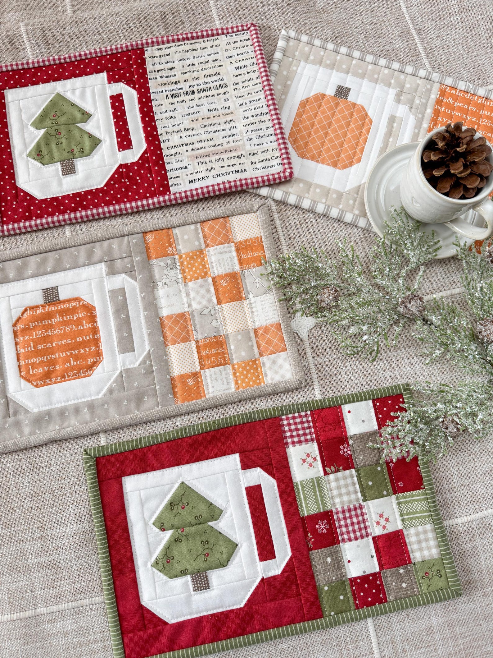 Mug Rug Large DIGITAL Pattern: Holiday Latte Mug Rugs - Etsy