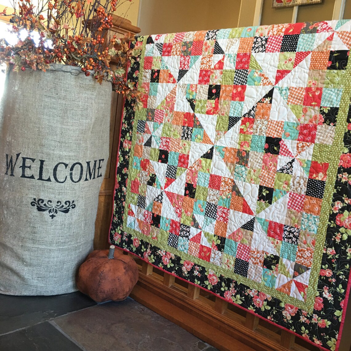 DIGITAL Pattern: Pinwheels Over Patchwork (charm Pack Quilt) - Etsy