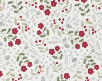 Christmas Eve Christmas in Winter Botanical (Snow 5181-11) by the half yard