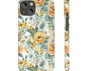 Pretty Yellow Floral Phone Case For iPhone 14 13 12 11 8 6 5 Plus Pro Max Slim Mini Xr Xs Samsung Galaxy S9 S7 S6 Flexible Durable Cover