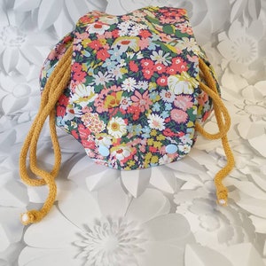 Liberty fabric drawstring lay flat makeup bag ,makeup tidy toiletry bag, 2 sizes .Washable, handmade, waterproof option