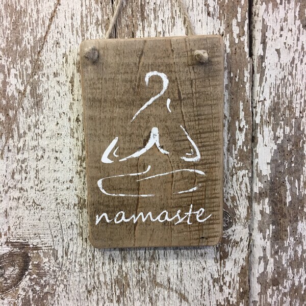 Namaste sign OM yoga wood signs, reclaimed wood sign, yoga artwork, boho decor, namaste decor, yoga studio decor yoga block namaste