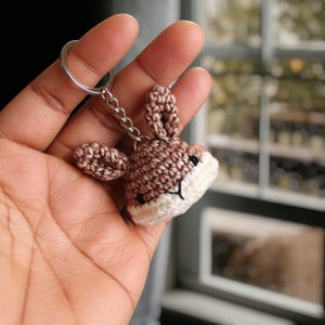 Mini Crochet Bunny Keyring in Brown, Beige and Cream - Etsy