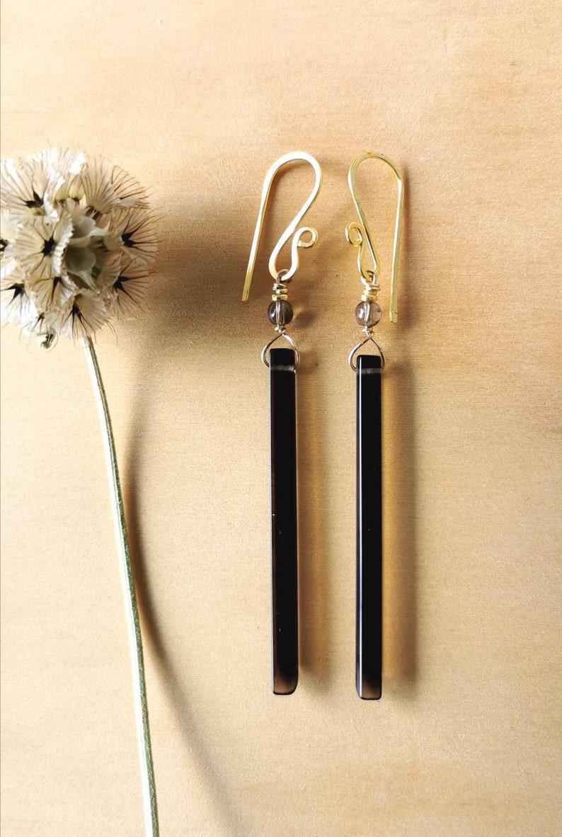 Long Smokey Quartz earrings