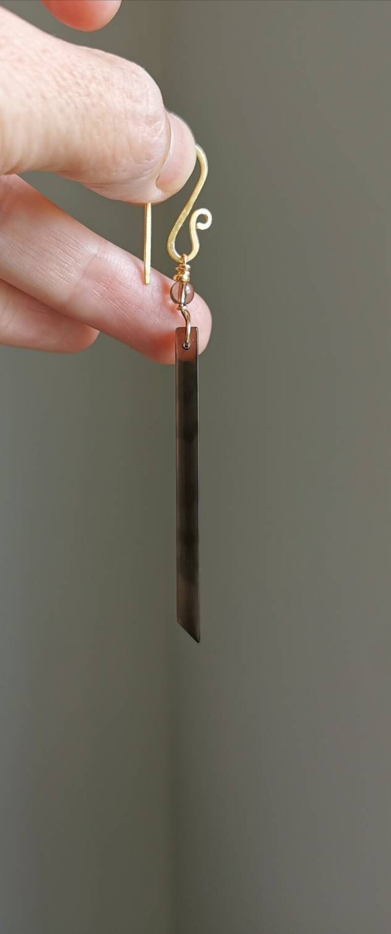 Long Smokey Quartz earrings