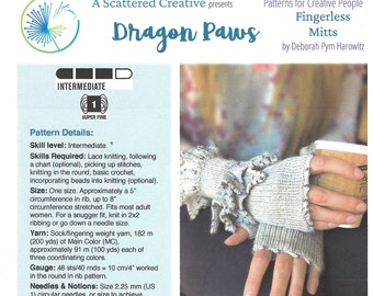 Knitting Pattern: Ruffled Fingerless Mitts with Beaded Accents | Fingering Weight | Instant PDF Download