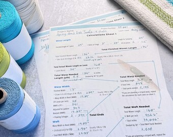 Guided Weaving Project Calculator, calculate warp and weft yarn for loom weaving, calculate stripes