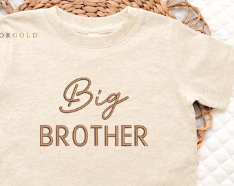 Embroidered Big Brother shirt, Big Bro shirt for Pregnancy Announcement, Personalized Big Brother Embroidered Toddler Shirt