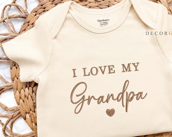Embroidered I Love my Grandpa Baby Onesie® Pregnancy Announcement to Grandpa Onesies® Brand, Grandpa Baby Gift New Grandpa Baby Shower