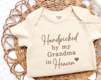 Embroidered Handpicked by My Grandma In Heaven Onesie® Baby Pregnancy Announcement, Grandma Onesie® Heaven, Baby Shower Gift,