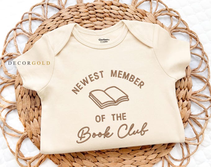 Embroidered Book Club Baby Onesie®, Newest member of the Book Club Onesie® Reader Baby Gift, Book Lover Baby Bodysuit, Reading Book Worm
