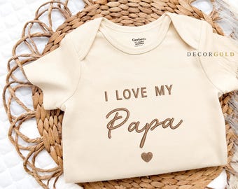 Embroidered I love my Papa Onesie® Baby Pregnancy Announcement to husband, Dad Best Friend Onesie®, Pregnancy Reveal to Dad New Dad Gift