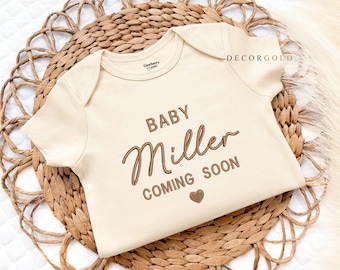Embroidered Custom Coming Soon Baby Onesie® Personalized Baby Pregnancy Announcement Onesies®, Custom Baby Name Onesie® Custom Baby Bodysuit