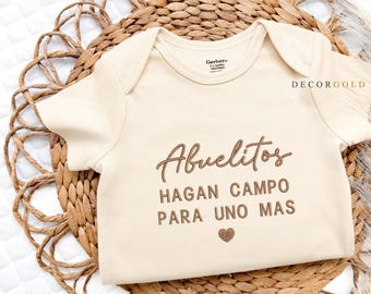 Embroidered Abuelitos Hagan Campo Para Uno Mas Onesie® Spanish Baby Pregnancy Announcement, Custom Onesie® Hola Abuelitos
