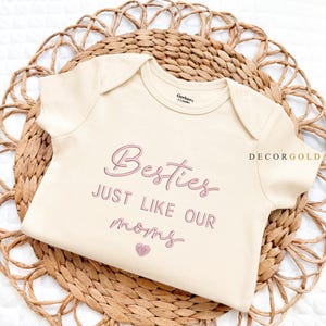 Embroidered Besties Just Like Our Moms Onesies® Best Friends Bodysuit, Best Friends Baby Bodysuit, Matching Baby Outfits, Baby Onesie®