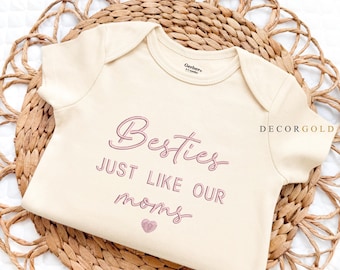 Embroidered Besties Just Like Our Moms Onesies® Best Friends Bodysuit, Best Friends Baby Bodysuit, Matching Baby Outfits, Baby Onesie®