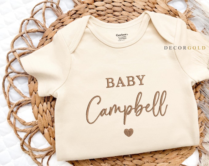 Embroidered Custom Name Onesie® Personalized Baby Pregnancy Announcement Onesies®, Custom Baby Name Onesie® Custom Baby Bodysuit