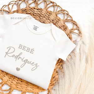 Embroidered Pregnancy Announcement Onesie® Personalized Custom Spanish Bebe Pregnancy Announcement Onesie®, Custom Spanish Baby Name Onesie®