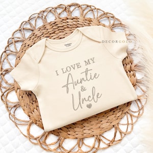 Embroidered I Love my Auntie and Uncle Onesie® Pregnancy Announcement to Aunt Onesies®, New Aunt Gift, New Uncle Gift