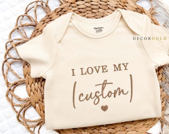 Embroidered I love my custom Onesie® Pregnancy Announcement Parents, husband, family Onesies® Brand, Custom Onesie® Custom Baby Bodysuit